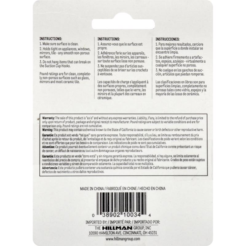HILLMAN Clear Removable Cup/Picture Hook 4 pc