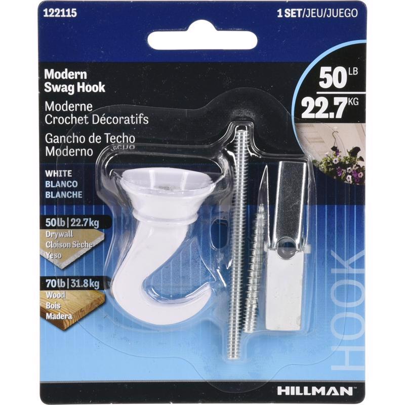 HILLMAN White Classic Hanging Hooks 50 lb