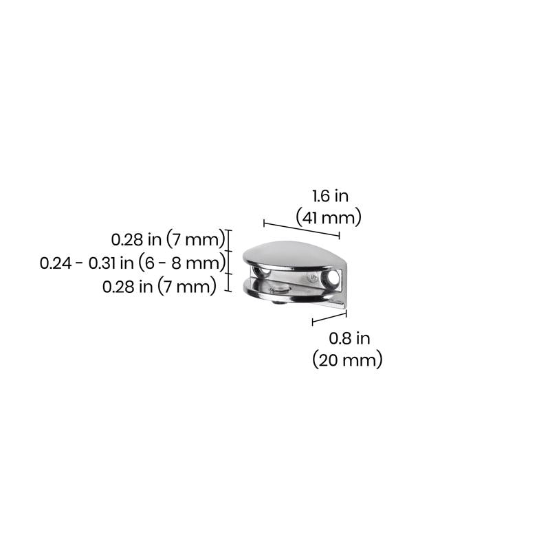 Dolle Flic 1.6 in. H X 1.6 in. W X 0.8 in. D Silver Metal Shelf Clips