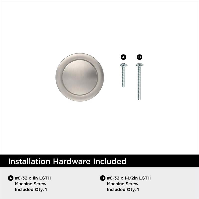 Amerock Everyday Basics Loop Round Cabinet Knob 1-3/16 in. D 1 in. Satin Nickel