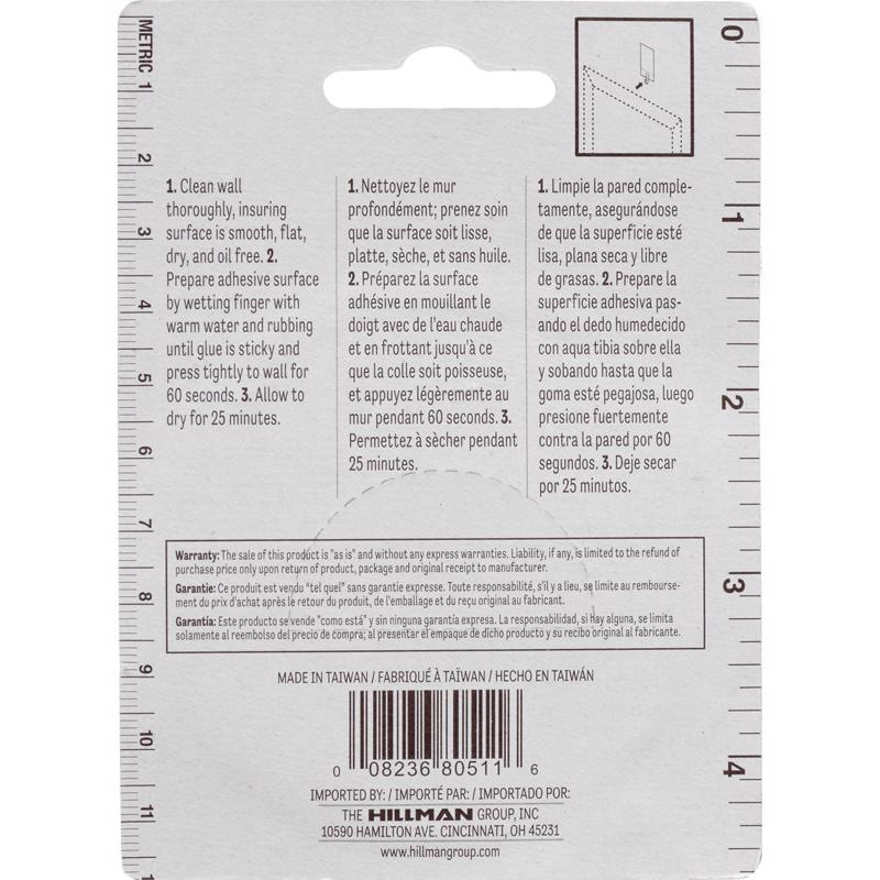 HILLMAN Steel-Plated Light Duty Adhesive Hangers 2 lb 5 pk