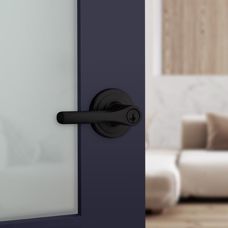 Kwikset Smartkey Security Matte Black Keyed Entry Lever KW1 1-3/4 in.