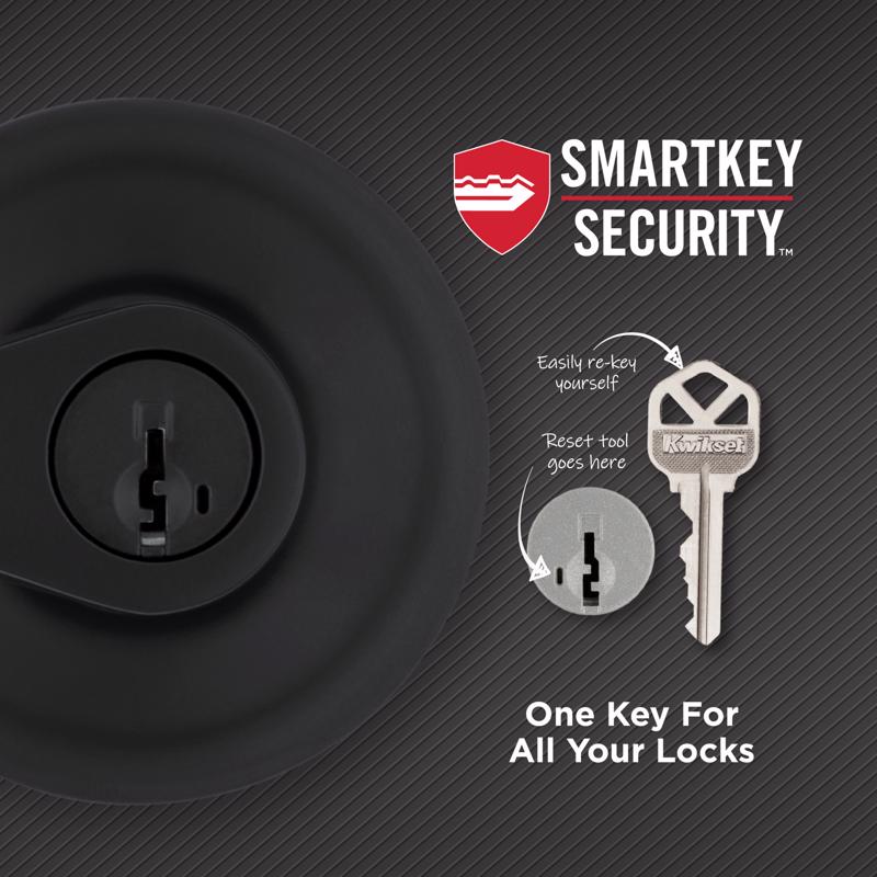 Kwikset Smartkey Security Matte Black Keyed Entry Lever KW1 1-3/4 in.