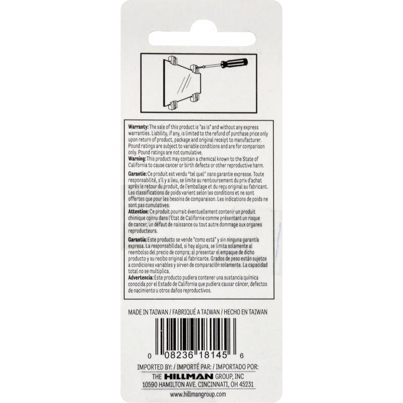 HILLMAN Plastic Coated Clear Mirror Holder Kit 20 lb 4 pk