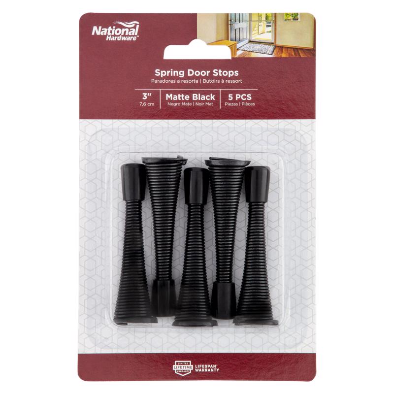 National Hardware 3.12 in. L Steel Matte Black Spring Door Stop Mounts to wall 0.93 in.