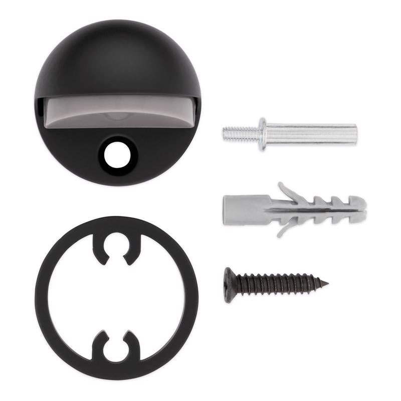 National Hardware Metal Matte Black Door Stop Mounts to floor 1.31 in.