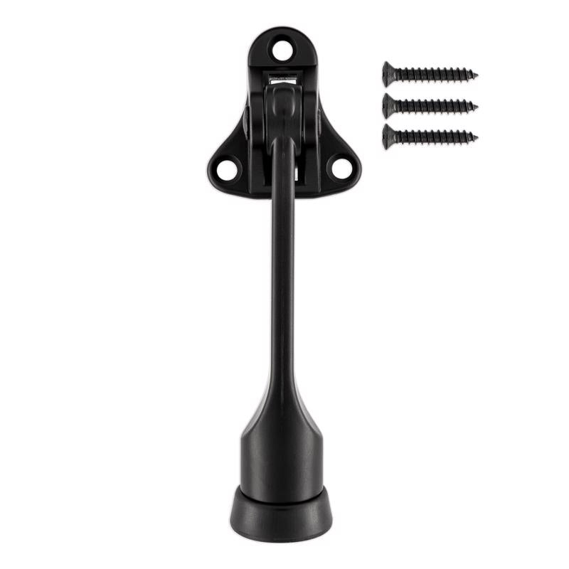 National Hardware Zinc Matte Black Kick-Down Door Holder Mounts to door 1.63 in.