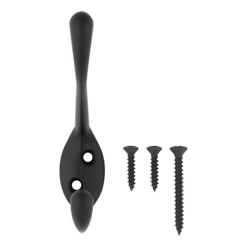National Hardware Medium Matte Black Metal 3.30 in. L Heavy Duty Garment Hook 35 lb
