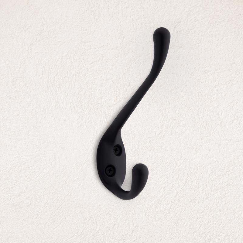 National Hardware Medium Matte Black Metal 3.30 in. L Heavy Duty Garment Hook 35 lb