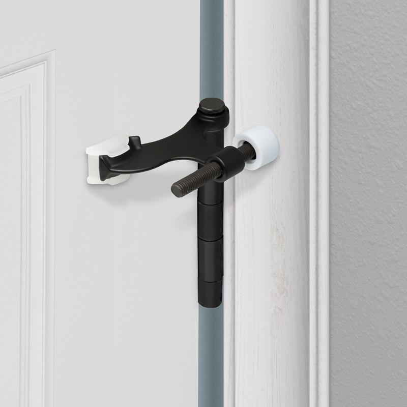 National Hardware Zinc Matte Black Hinge Pin Door Stop Mounts to door 0.63 in.