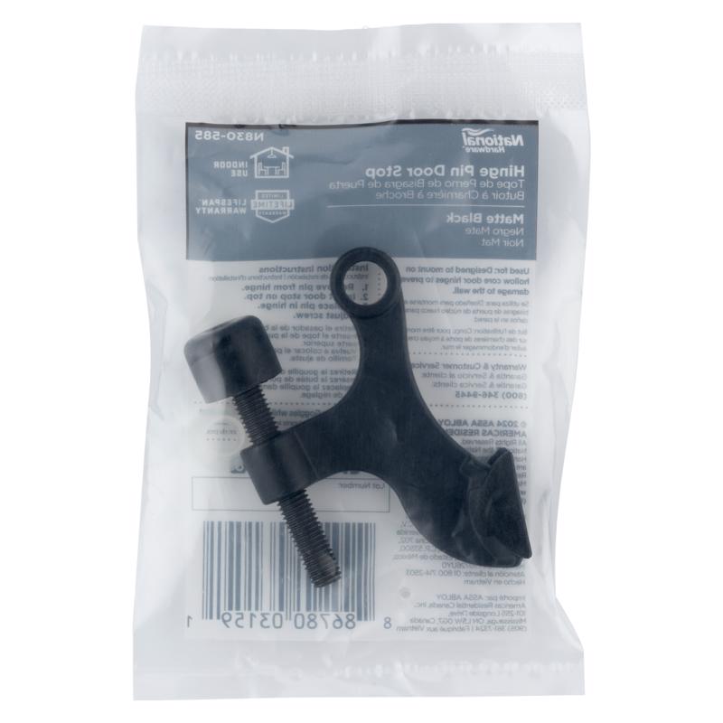 National Hardware Zinc Matte Black Hinge Pin Door Stop Mounts to door 0.63 in.