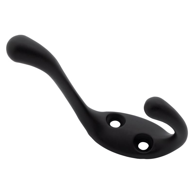National Hardware Medium Matte Black Metal 4.59 in. L Heavy Duty Coat/Hat Hook 75 lb