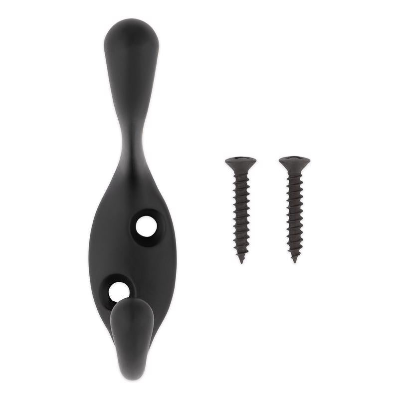 National Hardware Medium Matte Black Metal 4.59 in. L Heavy Duty Coat/Hat Hook 75 lb