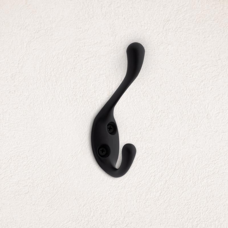 National Hardware Medium Matte Black Metal 4.59 in. L Heavy Duty Coat/Hat Hook 75 lb