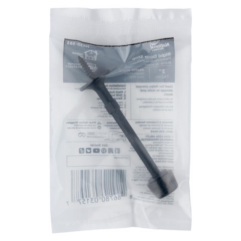 National Hardware Zinc Matte Black Rigid Door Stop Mounts to wall .827 in.