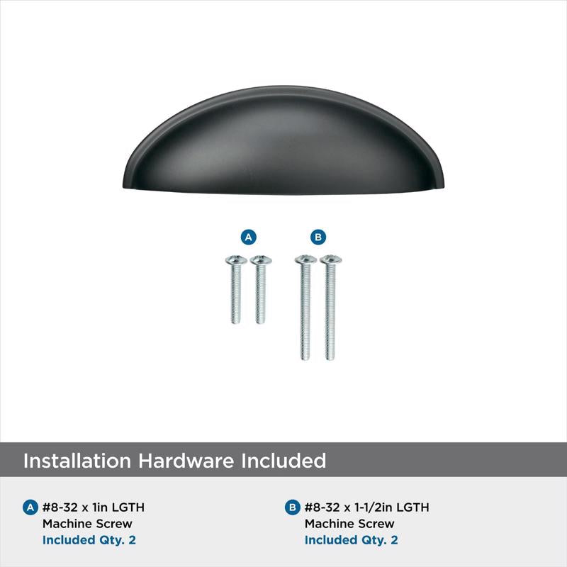 Amerock Transitional Cup Cabinet Cup Pull 3 in. Matte Black Black
