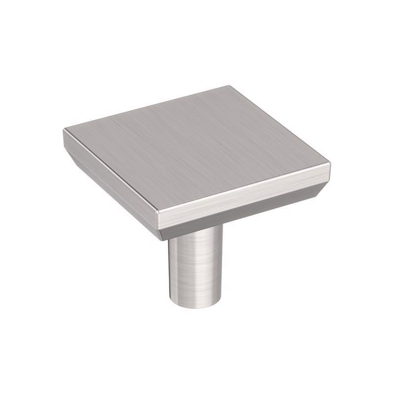 Amerock Chamfered Edge Contemporary  Square Cabinet Knob 1 in. Satin Nickel