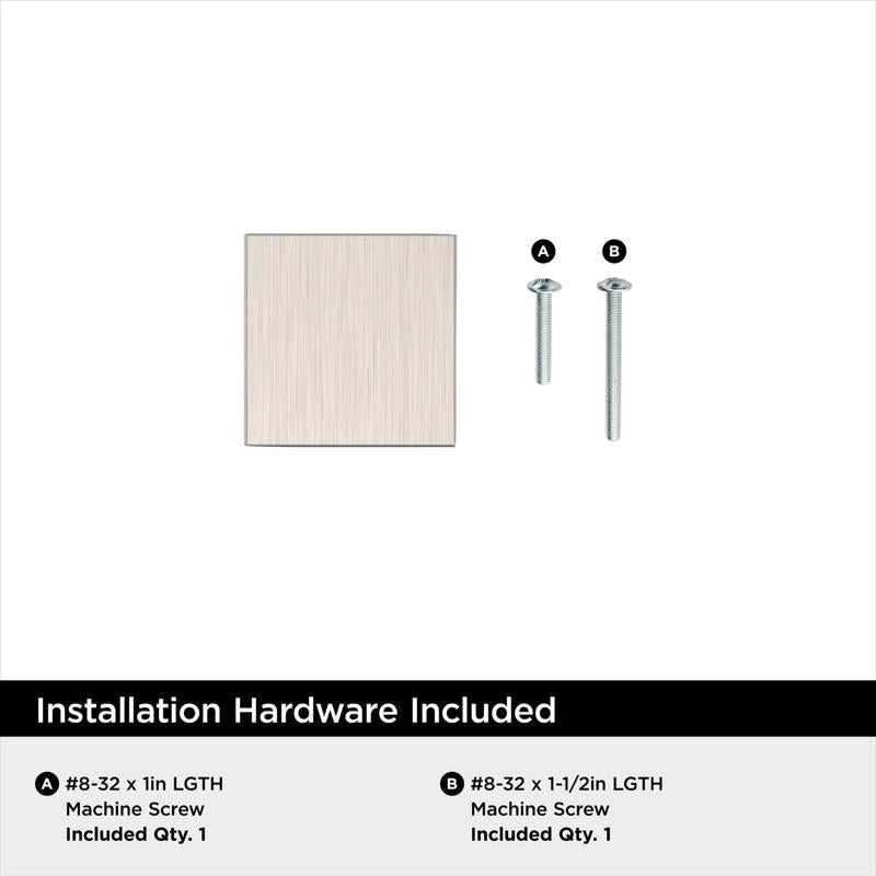 Amerock Chamfered Edge Contemporary  Square Cabinet Knob 1 in. Satin Nickel