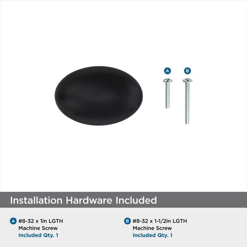 Amerock Vaile Contemporary  Oval Cabinet Knob 1.37 in. D 1.37 in. Matte