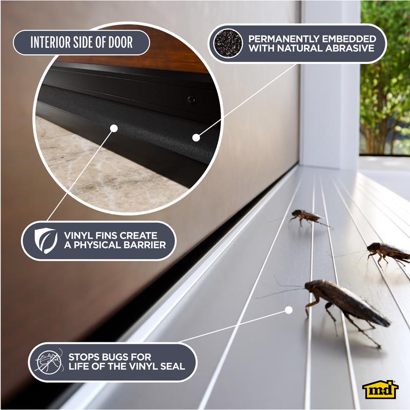 M-D Building Products Black Aluminum/Vinyl Sweep For Doors 36 in. L X 0.25 in.