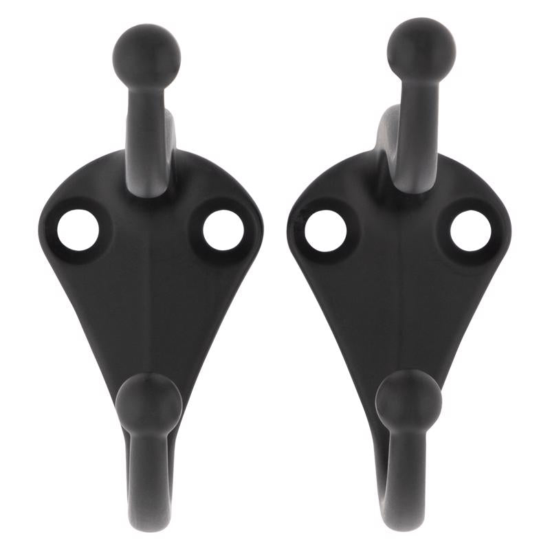 National Hardware Medium Matte Black Steel 6.69 in. L Coat/Hat Hook 35 lb 2 pk