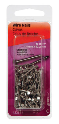 HILLMAN 17 Ga. X 7/8 in. L Stainless Steel Wire Nails 2 oz