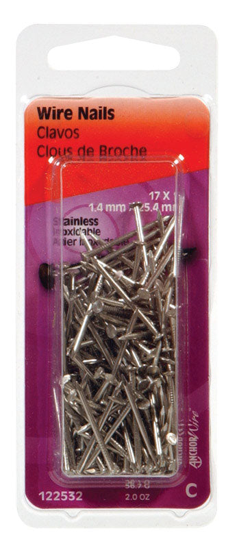 HILLMAN 17 Ga. X 1 in. L Stainless Steel Wire Nails 2 oz
