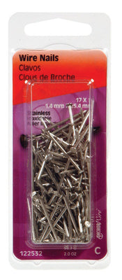 HILLMAN 17 Ga. X 1 in. L Stainless Steel Wire Nails 2 oz