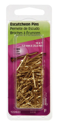 HILLMAN 16 Ga. X 1 in. L Brass Escutcheon Pins 2 oz