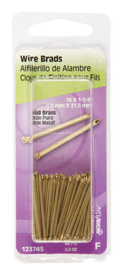 HILLMAN 16 Ga. X 1-1/4 in. L Brass Brad Nails 2 oz