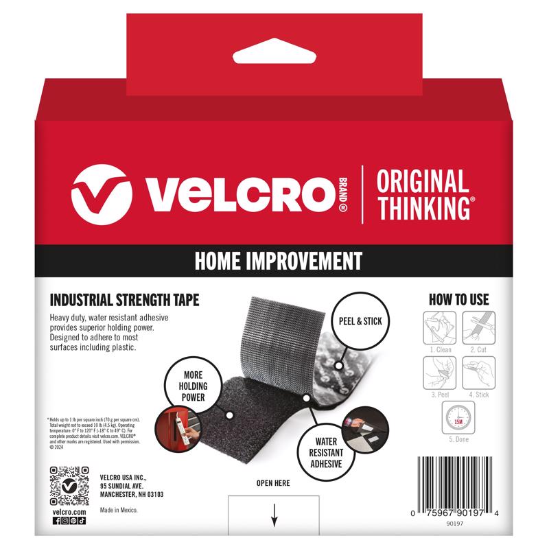 VELCRO Brand Industrial Strength Large Nylon Hook and Loop Fastener 180 in. L