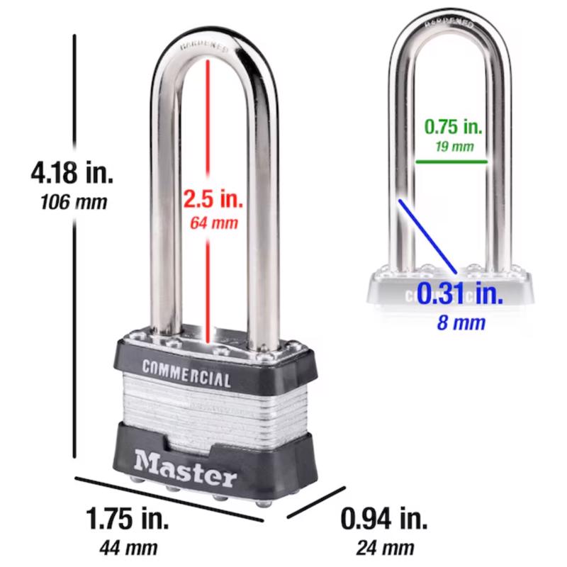Master Lock 1-5/16 in. H X 1 in. W X 1-3/4 in. L Steel Double Locking Exterior Padlock