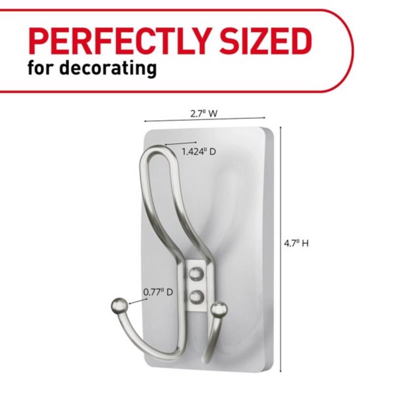 3M Satin Nickel Plastic Triple Hook