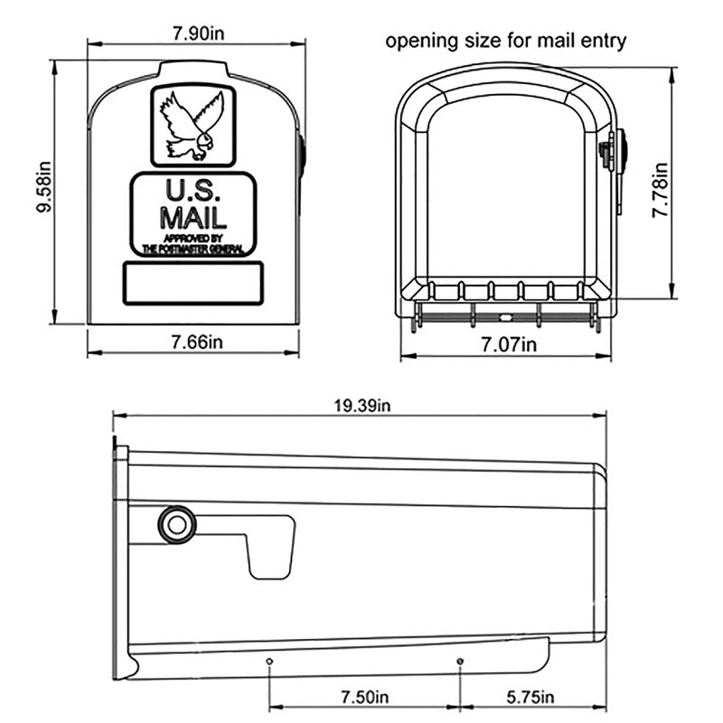 Architectural Mailboxes Parsons Classic Plastic Post Mount White Mailbox
