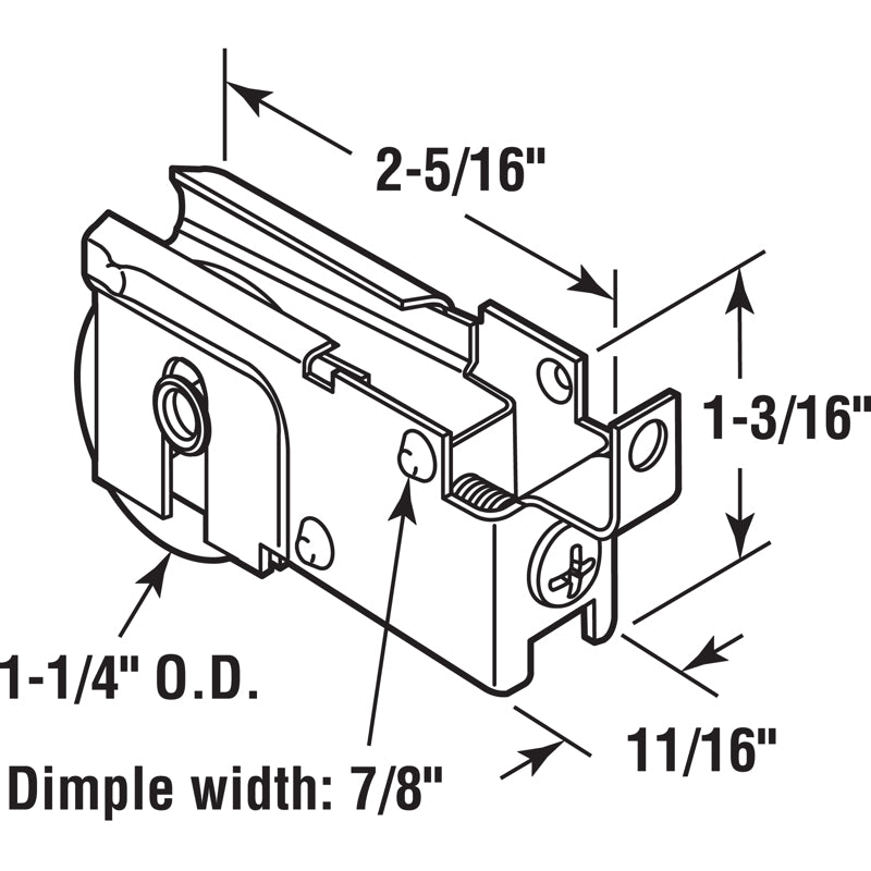 Prime-Line 1-1/4 in. D X 3/8 in. L Steel Patio Door Roller Assembly