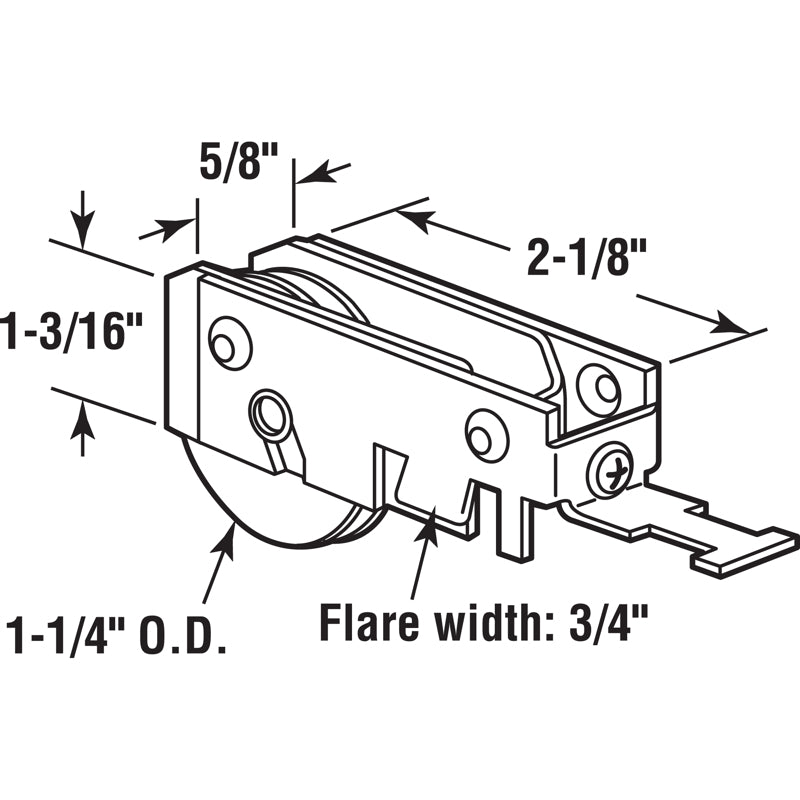 Prime-Line 1-1/4 in. D X 5/16 in. L Steel Pocket Door Roller Assembly