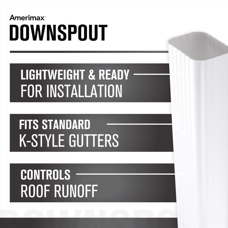 Amerimax 2.25 in. H X 3.25 in. W X 48 in. L White Vinyl Rectangular Downspout