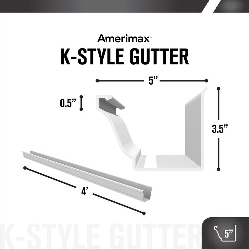 Amerimax 3.5 in. H X 5 in. W X 48 in. L White Aluminum K Box Gutter