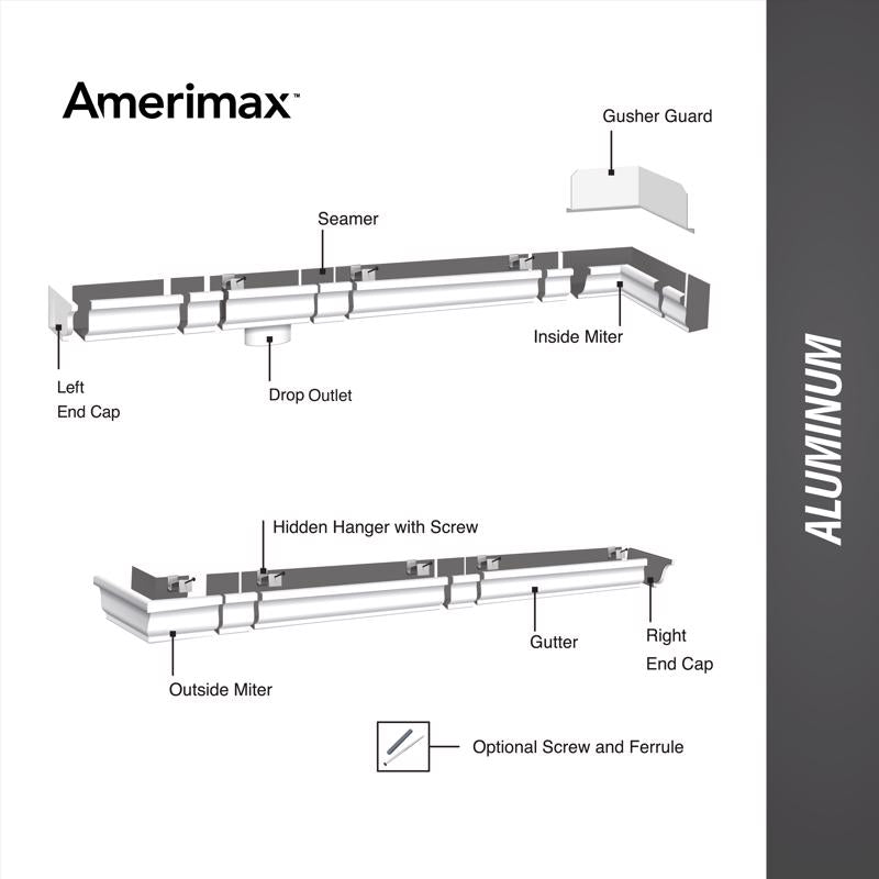 Amerimax 3.5 in. H X 5 in. W X 48 in. L White Aluminum K Box Gutter