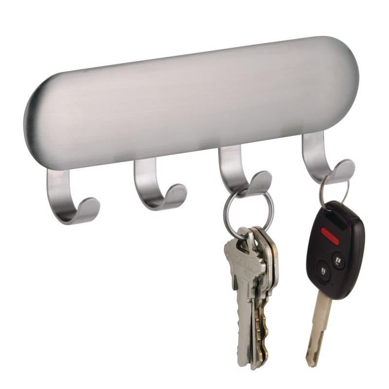 iDesign 4 Hook Brushed Stainless Steel Storage Hook/Strap