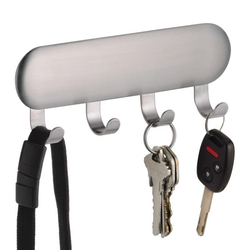 iDesign 4 Hook Brushed Stainless Steel Storage Hook/Strap