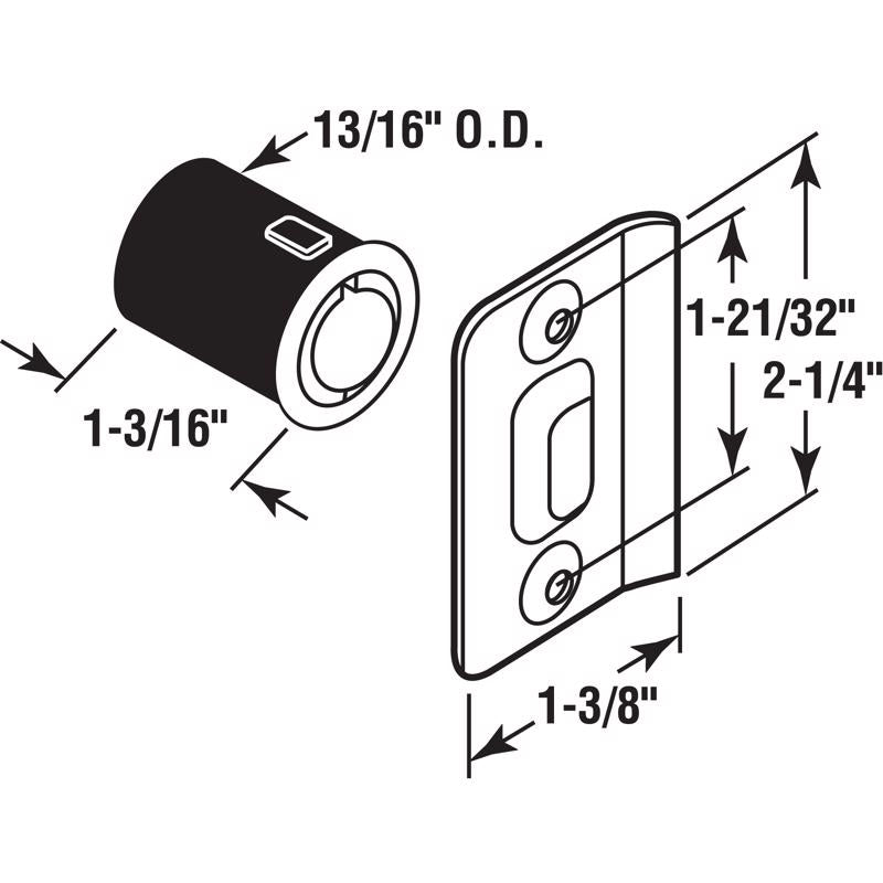 Prime-Line 2.25 in. H X 1-3/8 in. W X 0.81 in. D Steel Drive-In Ball Catch