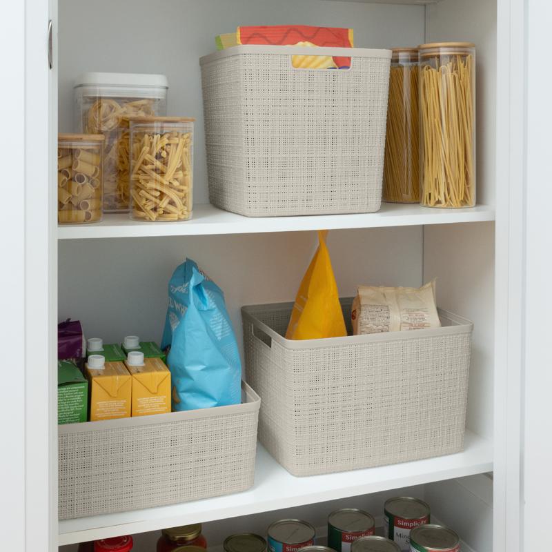 Curver Large 18 L Beige Woven Basket 9.1 in. H X 14.2 in. W X 11 in. D Stackable