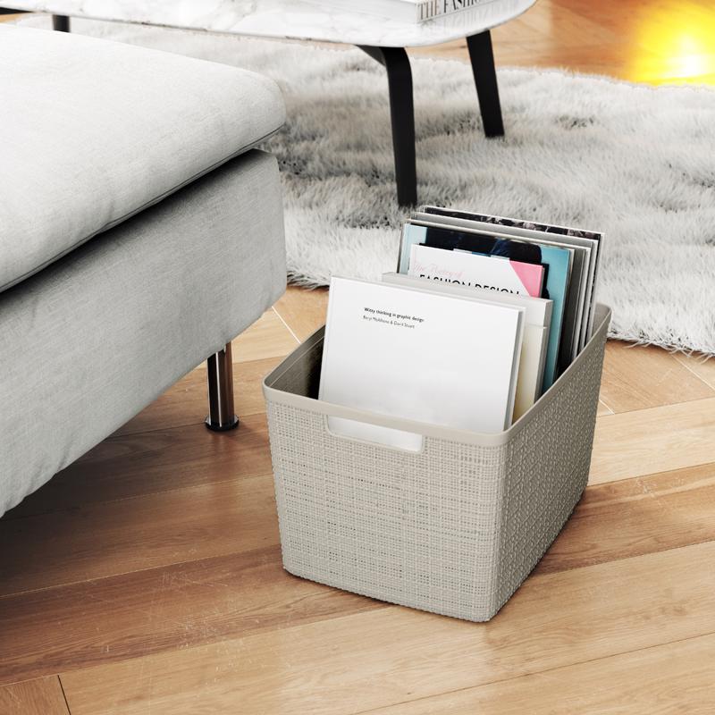 Curver Large 18 L Beige Woven Basket 9.1 in. H X 14.2 in. W X 11 in. D Stackable