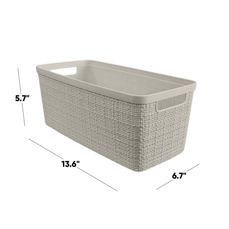 Curver Slim 6.8 L Beige Woven Basket 5.7 in. H X 13.6 in. W X 6.7 in. D Stackable