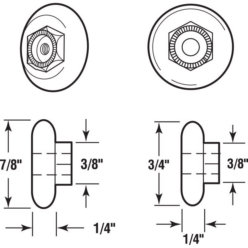 Prime-Line 7/8 in. D White Nylon/Steel Shower Door Roller 4 pk