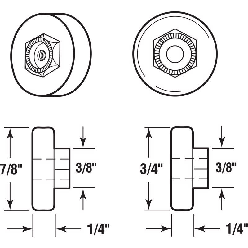 Prime-Line 7/8 in. D White Nylon/Steel Shower Door Roller 4 pk
