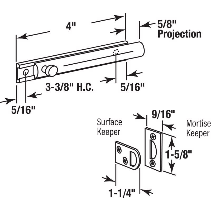 Prime-Line Solid Brass Surface Bolt