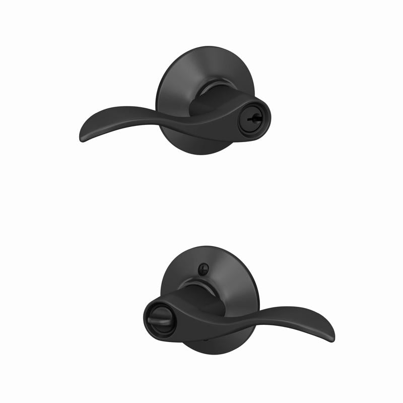 Schlage Accent Matte Black Keyed Entry Lever 1.75 in.