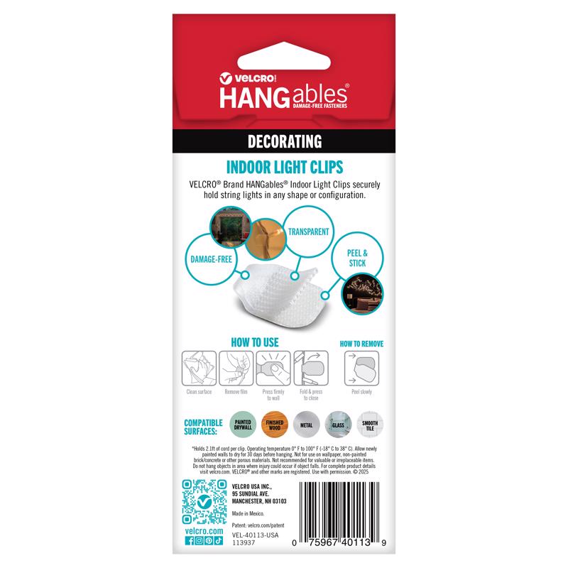 VELCRO Brand HANGables Medium Plastic Light Clips 24 pk